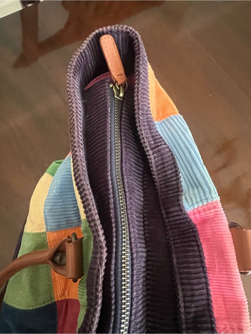 Vineyard Vines Patchwork Corduroy Tote with Leather Handles - Picture 7 of 11